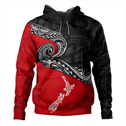 New Zealand Hoodie Maori Tribal Design Flag With Map