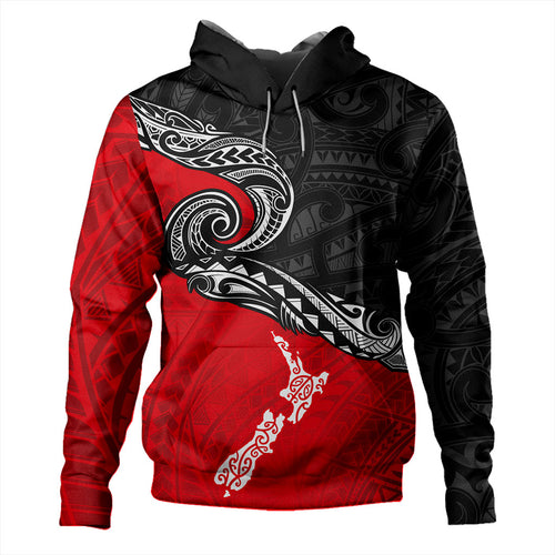 New Zealand Hoodie Maori Tribal Design Flag With Map