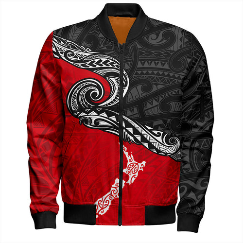 New Zealand Bomber Jacket Maori Tribal Design Flag With Map