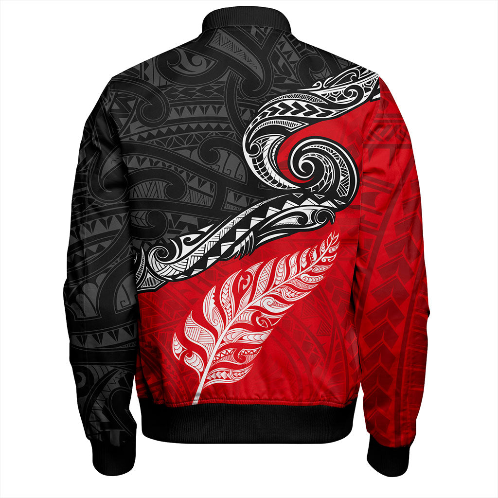 New Zealand Bomber Jacket Maori Tribal Design Flag With Silver Fern