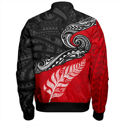 New Zealand Bomber Jacket Maori Tribal Design Flag With Silver Fern