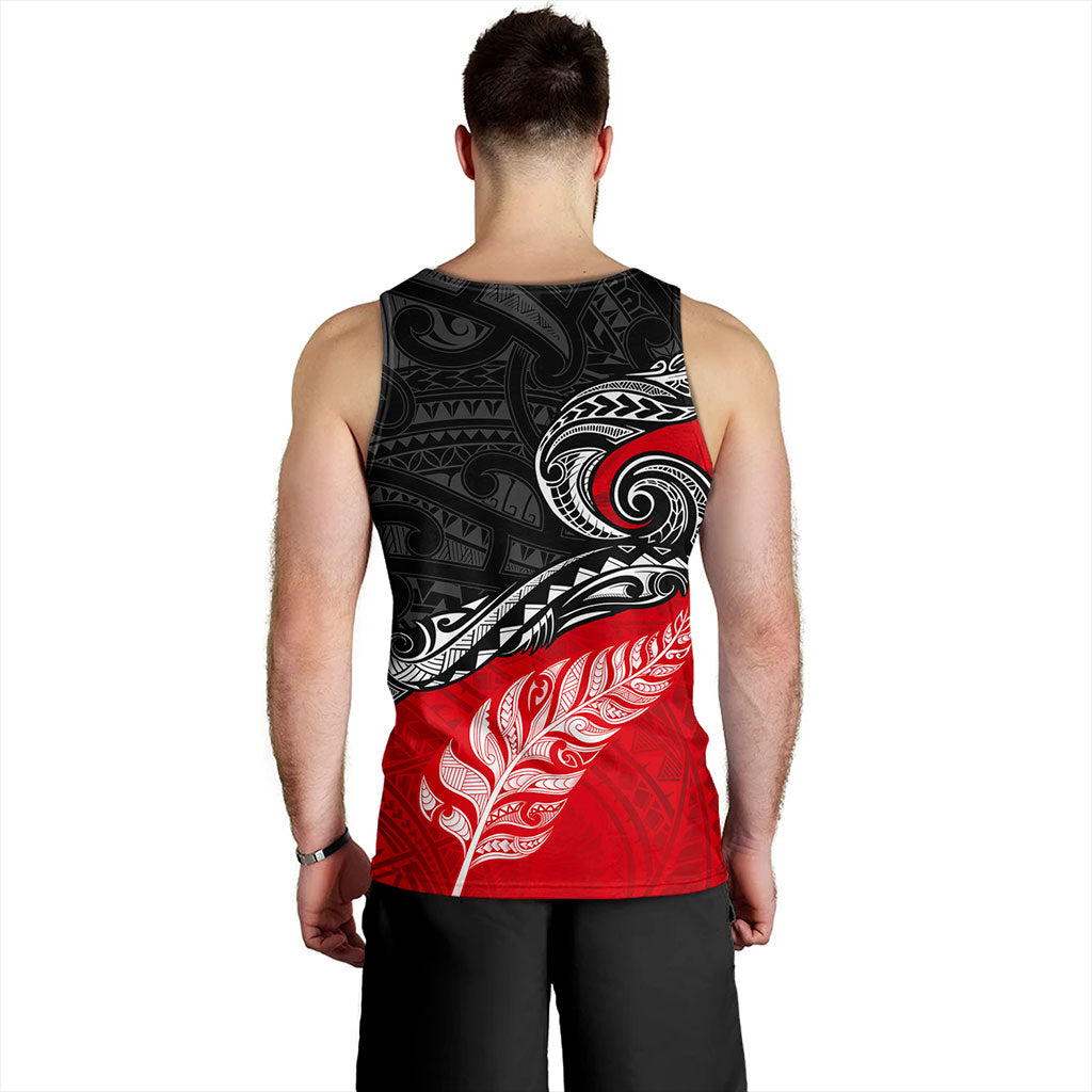 New Zealand Tank Top Maori Tribal Design Flag With Silver Fern