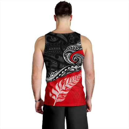 New Zealand Tank Top Maori Tribal Design Flag With Silver Fern