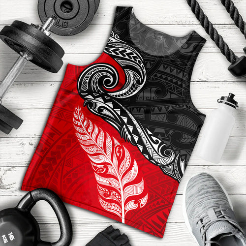 New Zealand Tank Top Maori Tribal Design Flag With Silver Fern