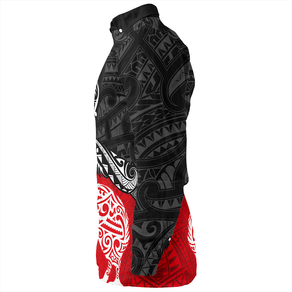 New Zealand Long Sleeve Shirt Maori Tribal Design Flag With Kiwi Bird