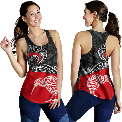 New Zealand Women Tank Maori Tribal Design Flag With Kiwi Bird