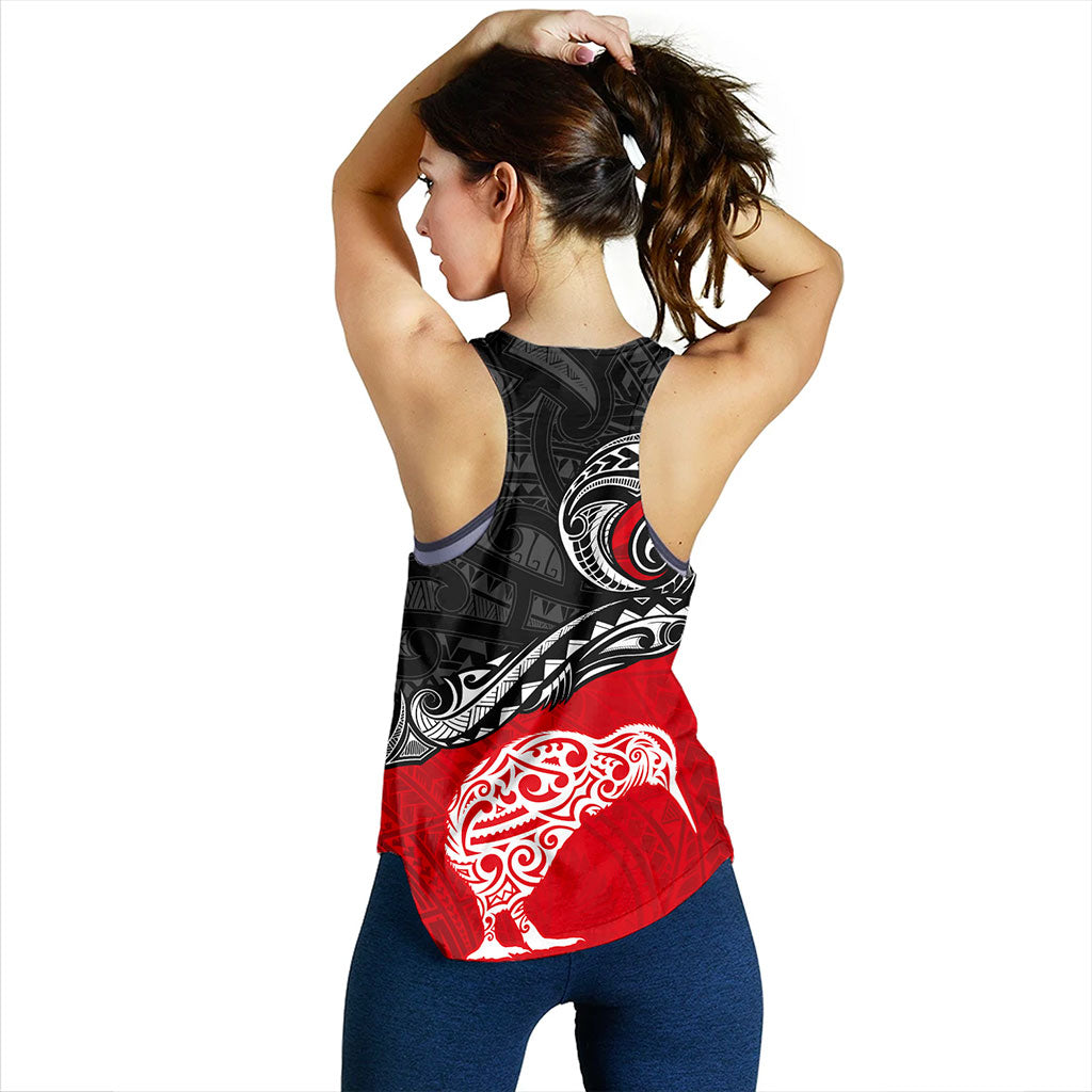 New Zealand Women Tank Maori Tribal Design Flag With Kiwi Bird
