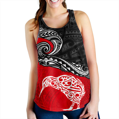 New Zealand Women Tank Maori Tribal Design Flag With Kiwi Bird