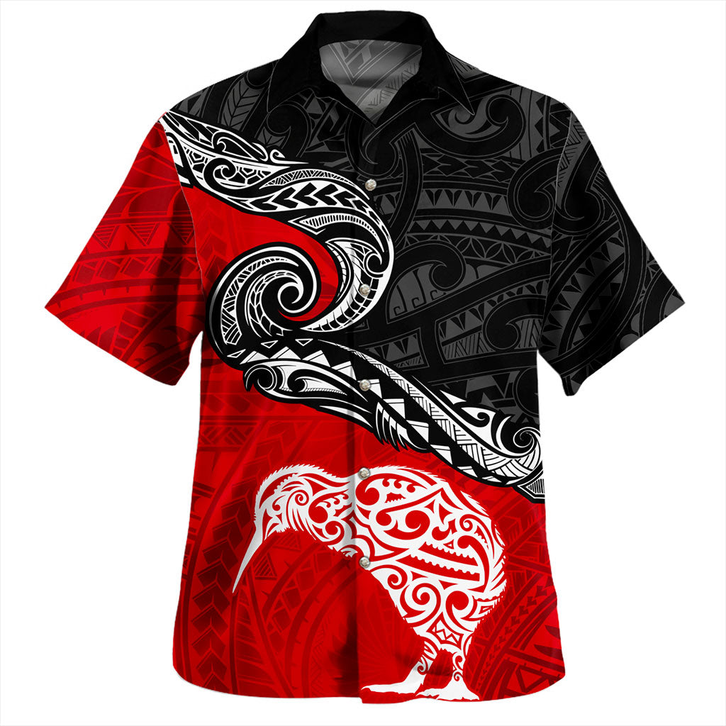 New Zealand Hawaiian Shirt Maori Tribal Design Flag With Kiwi Bird