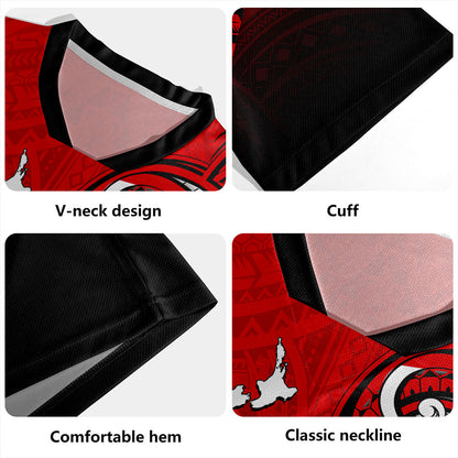 New Zealand Rugby Jersey Maori Map Tribal Style