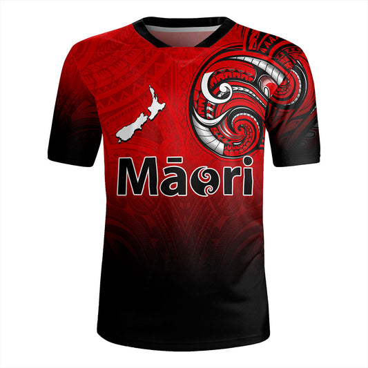 New Zealand Rugby Jersey Maori Map Tribal Style
