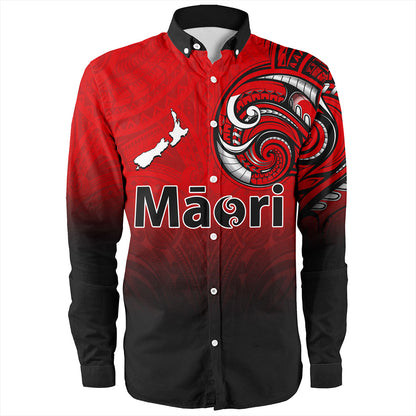 New Zealand Long Sleeve Shirt Maori Map Tribal Style