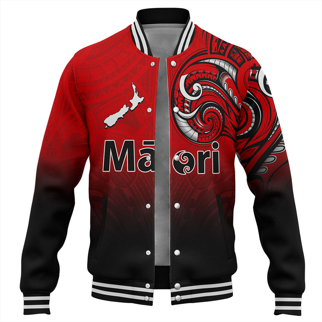 New Zealand Baseball Jacket Maori Map Tribal Style
