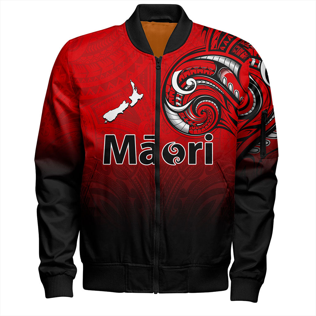 New Zealand Bomber Jacket Maori Map Tribal Style