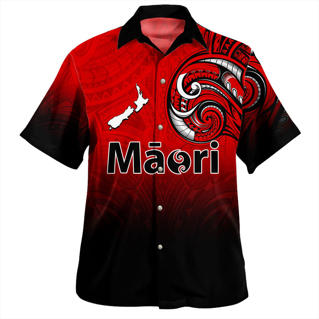 New Zealand Hawaiian Shirt Maori Map Tribal Style