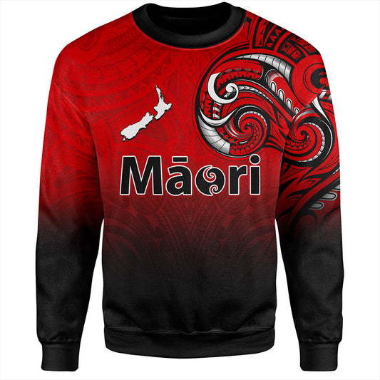 New Zealand Sweatshirt Maori Map Tribal Style