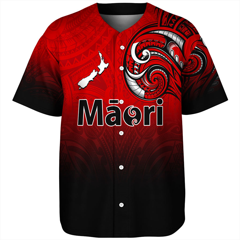 New Zealand Baseball Shirt Maori Map Tribal Style