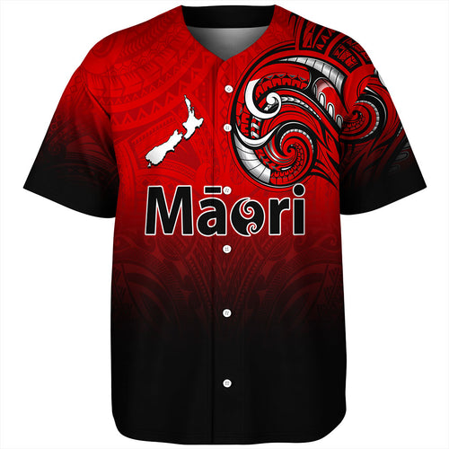 New Zealand Baseball Shirt Maori Map Tribal Style
