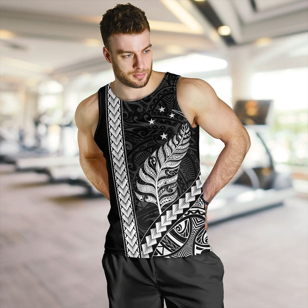 New Zealand Tank Top Maori Tribal Silver Fern With Star Tattoo
