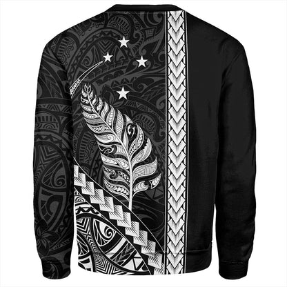 New Zealand Sweatshirt Maori Tribal Silver Fern With Star Tattoo
