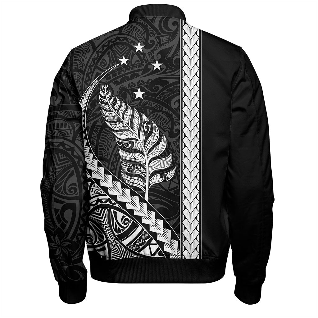 New Zealand Bomber Jacket Maori Tribal Silver Fern With Star Tattoo