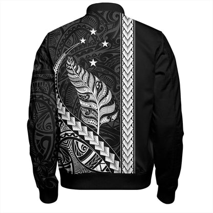 New Zealand Bomber Jacket Maori Tribal Silver Fern With Star Tattoo
