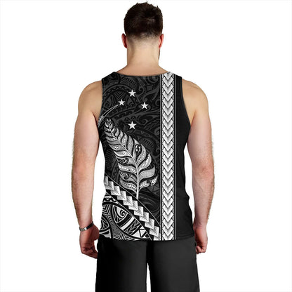 New Zealand Tank Top Maori Tribal Silver Fern With Star Tattoo