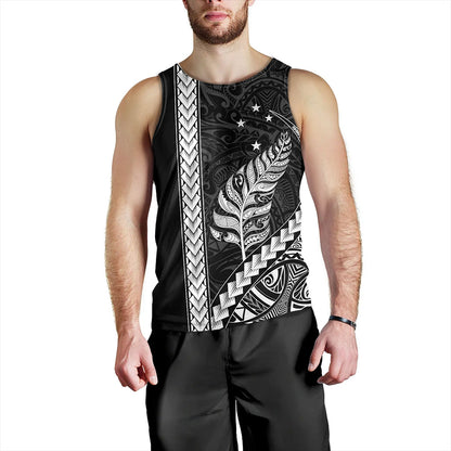 New Zealand Tank Top Maori Tribal Silver Fern With Star Tattoo