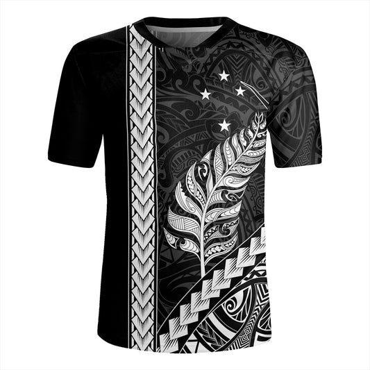 New Zealand Rugby Jersey Maori Tribal Silver Fern With Star Tattoo