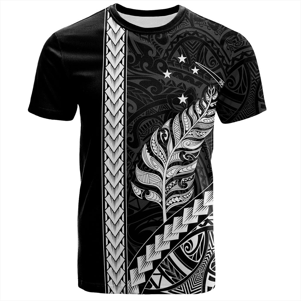 Mauri Stardesign New Zealand T-Shirt Maori Tribal Silver Fern With Star Tattoo ...