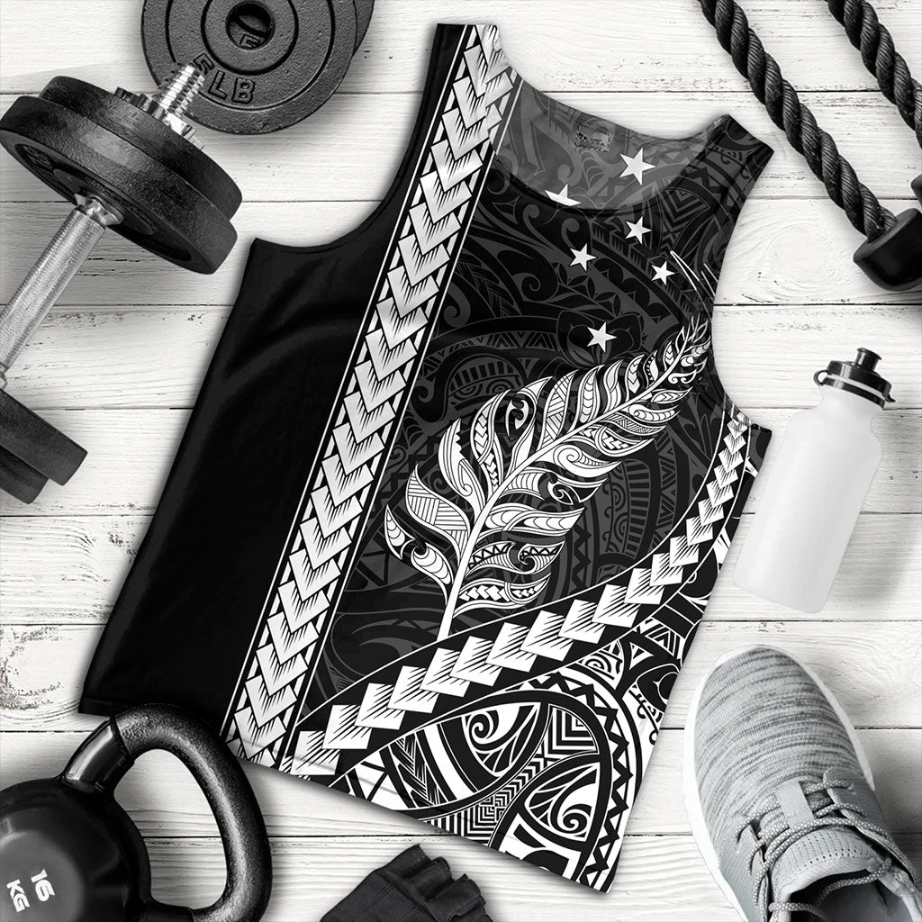 New Zealand Tank Top Maori Tribal Silver Fern With Star Tattoo