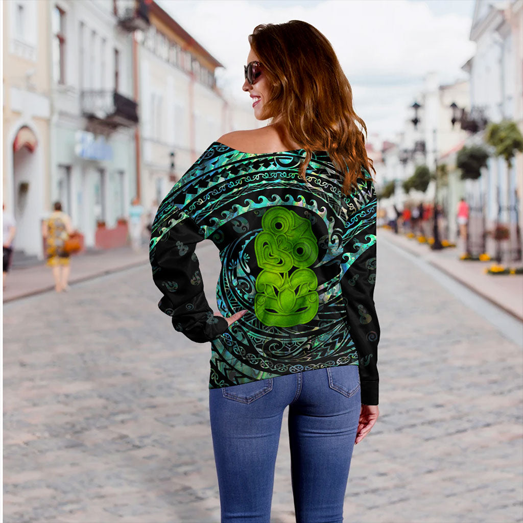 New Zealand Off Shoulder Sweatshirt Custom Flag  Tribal Lapu Lapu