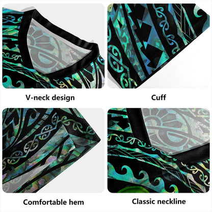 New Zealand Rugby Jersey Paua Shell Hei Tiki