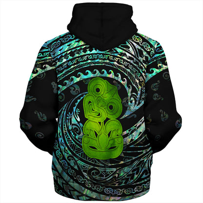 New Zealand Sherpa Hoodie Paua Shell Hei Tiki