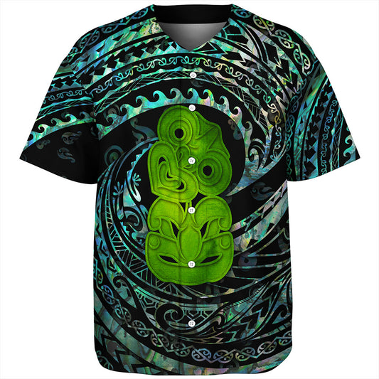 New Zealand Baseball Shirt Paua shell hei tiki