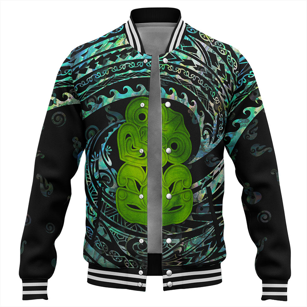 New Zealand Baseball Jacket Paua Shell Hei Tiki