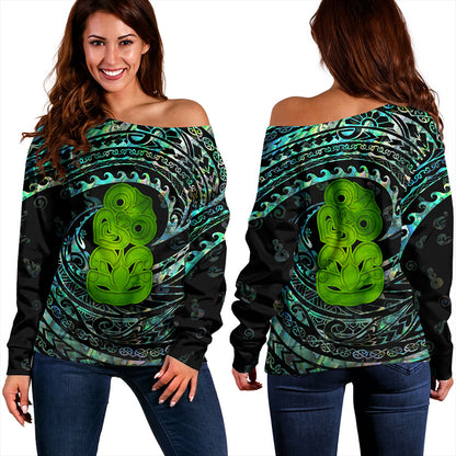 New Zealand Off Shoulder Sweatshirt Custom Flag  Tribal Lapu Lapu