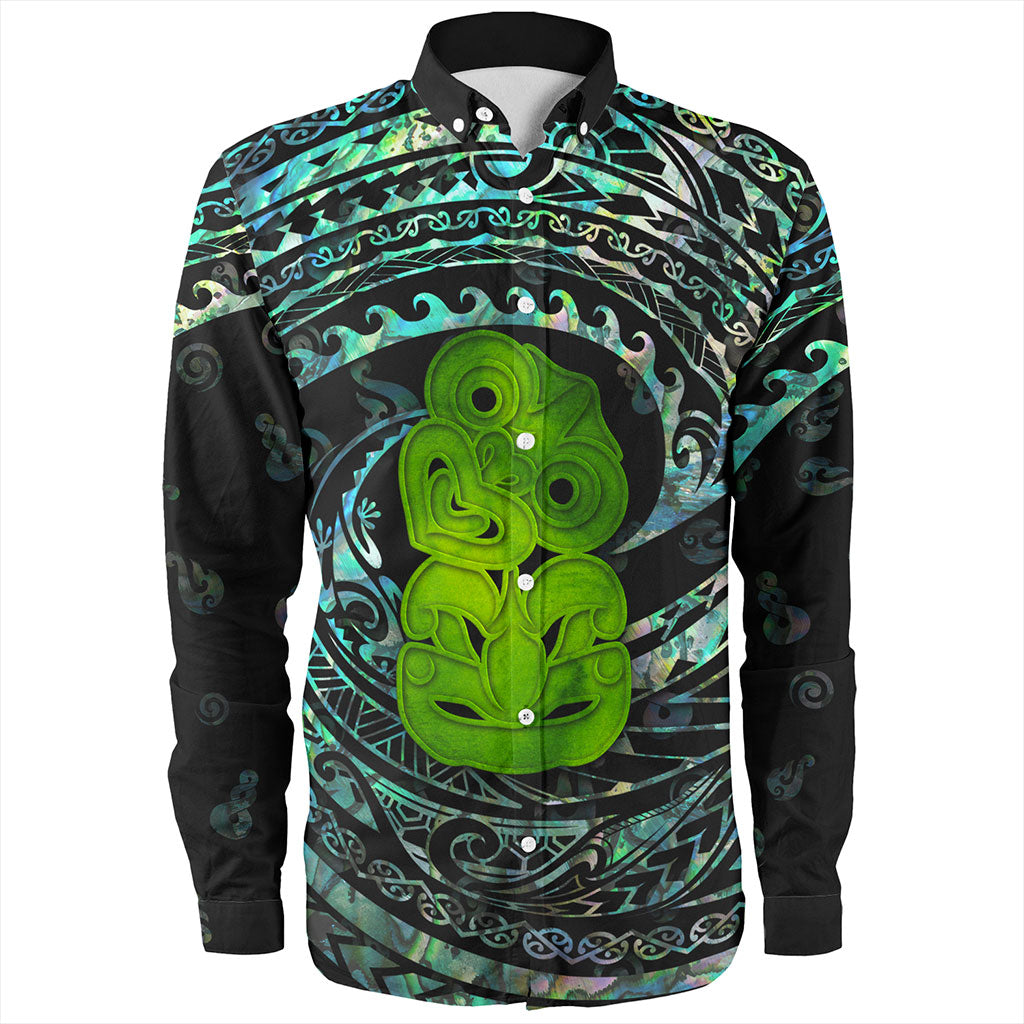New Zealand Long Sleeve Shirt Paua shell hei tiki