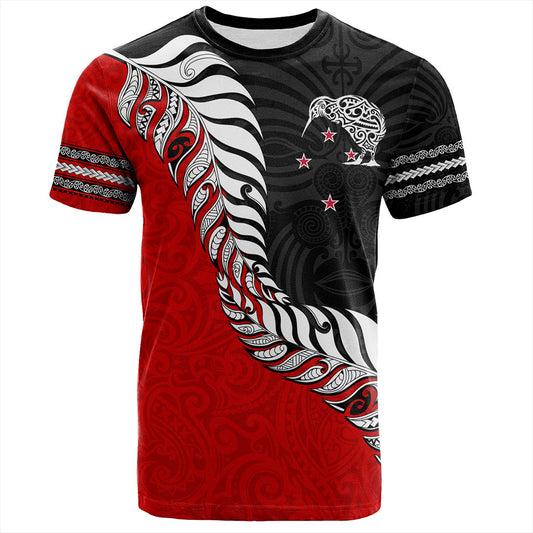 New Zealand T-Shirt Silver Fern Maori Tribal Style