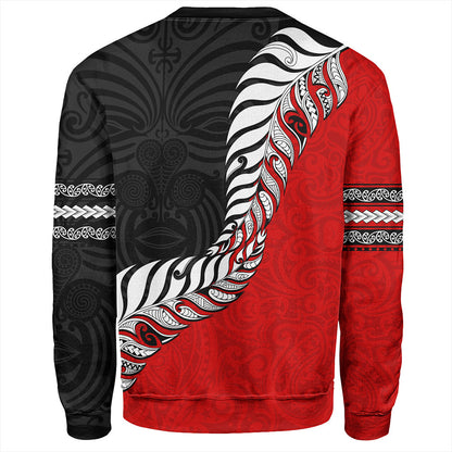 New Zealand Sweatshirt Silver Fern Maori Tribal Style