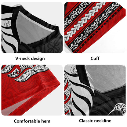 New Zealand Rugby Jersey Silver Fern Maori Tribal Style