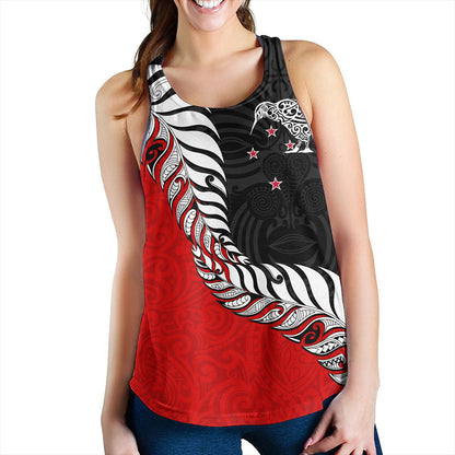 New Zealand Women Tank Silver Fern Maori Tribal Style