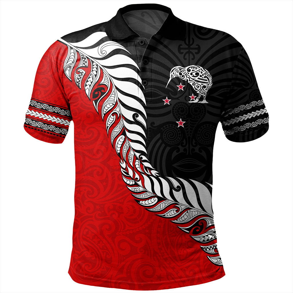 New Zealand Polo Shirt Silver Fern Maori Tribal Style