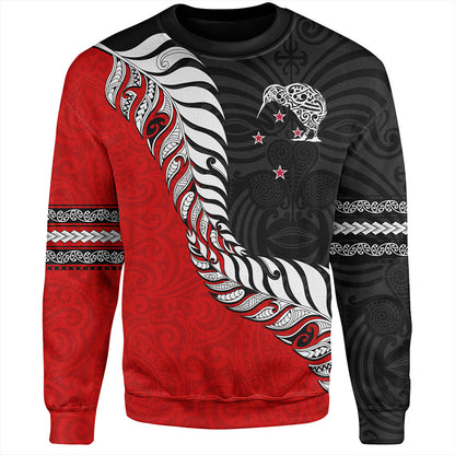 New Zealand Sweatshirt Silver Fern Maori Tribal Style