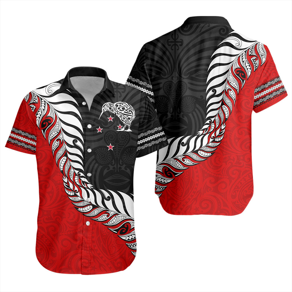 New Zealand Short Sleeve Shirt Silver Fern Maori Tribal Style
