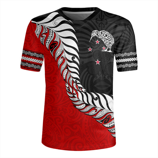 New Zealand Rugby Jersey Silver Fern Maori Tribal Style