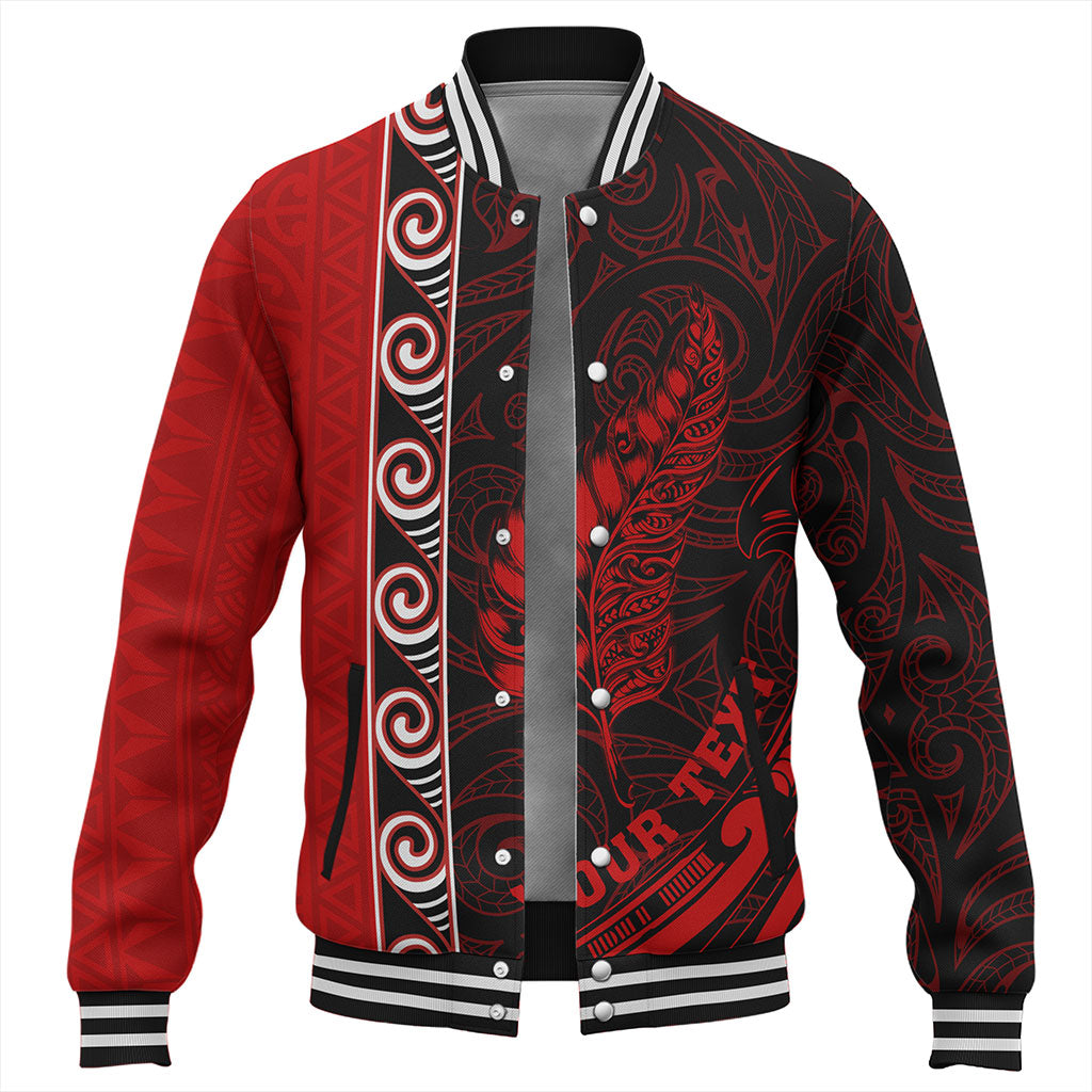 New Zealand Baseball Jacket Custom Maori Silver Fern