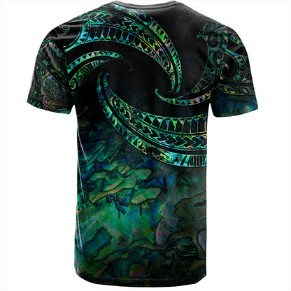 New Zealand T-Shirt Tribal Wave Papua Shell With Map