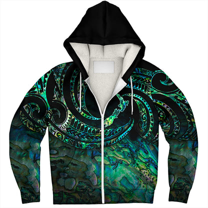 New Zealand Sherpa Hoodie Tribal Wave Papua Shell With Map