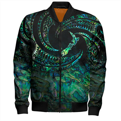 New Zealand Bomber Jacket Tribal Wave Papua Shell With Map